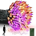 Tcamp Battery Operated Halloween Lights Motion Activated Sync with Music, 33FT 100 LED Orange Purple String Lights with Spooky Music for Outdoor Indoor Halloween Decor (6 Lighting Modes)