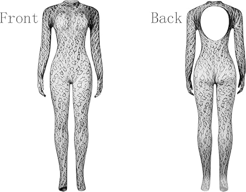 Bommi Fairy Herren Sexy Dessous Kostüm Bodysuit Rave Outfits Festival Party Clubwear Einteilig Leopard Rückenfrei Jumpsuit Unterhemden (Schwarz)