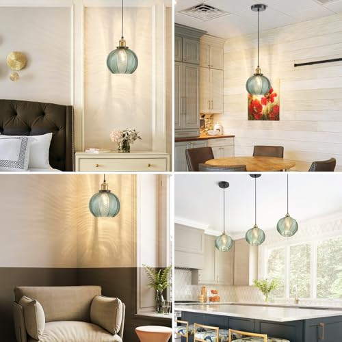 ZRPSSGE Vintage Green Glass Pendant Lights 3-Pack Kitchen Island Fixture by ZRPSSGE - Used condition - Image 4