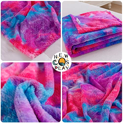 Newcosplay Super Soft Throw Blanket Premium Silky Flannel Fleece Leaves Pattern Lightweight Blanket All Season Use (Deep Purple Rainbow, Throw(50"X60")) #TOP5