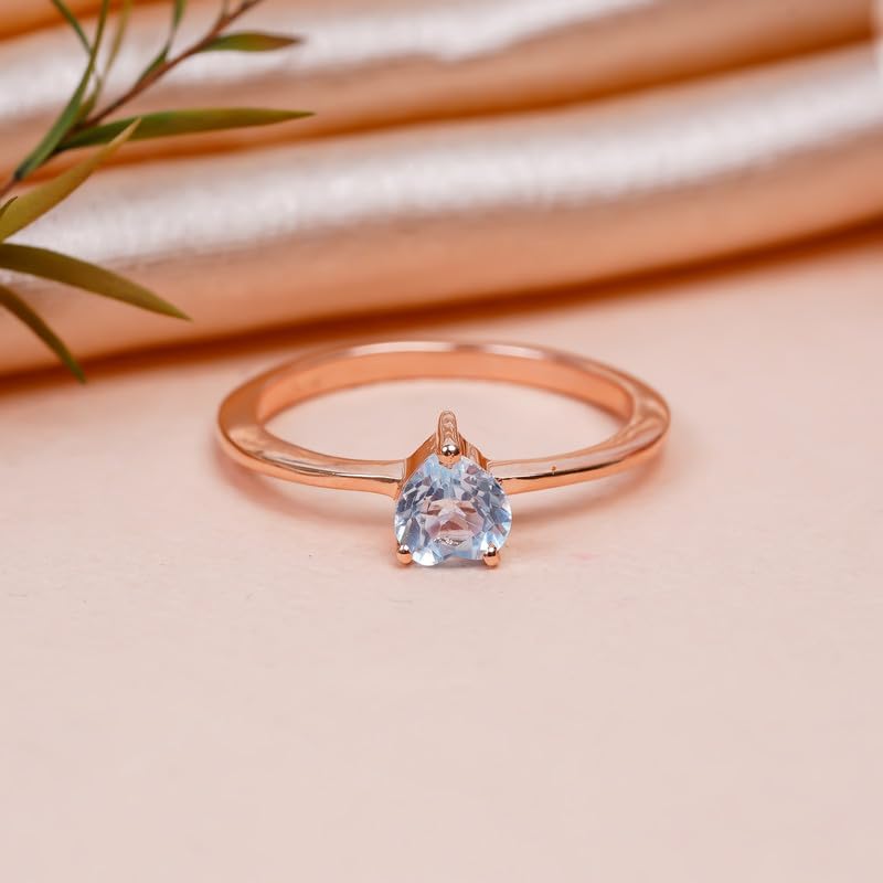 Bague topaze bleu ciel pierre précieuse cadeau classique taille 13.5 - 3