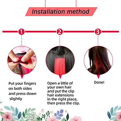 image for RINBOOOL Pink Hair Extensions Clip in, 22 Inch 10 Pcs Long Straight Co