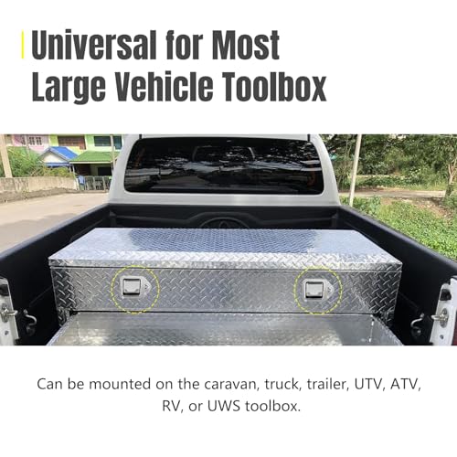 YESHMA 2Pcs Truck Tool Box Latch Toolbox Paddle Lock Replacement Handle Stainless Steel with Keys & Rivets for Truck Trailer UTV ATV Toolbox - Thumbnail 7
