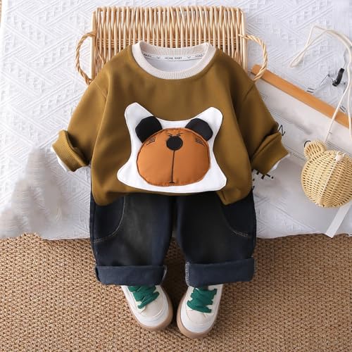 Boys Cute Sets Toddler Kids 3D Cartoon Crewneck Long Sleeve Sweatshirt + Elastic Waist Joggers Sweatpants Birthday Outfits2