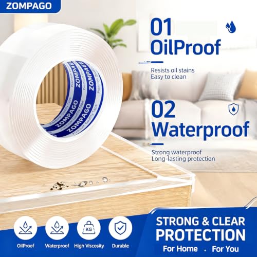 Image of ZOMPAGO 2 Rolls Value Pack Clear Baby Proofing Edge Protector vs Single Roll,Total 19.5FT(6M),1.18in Width Invisible Furniture Corner Guard,Cuttable Sharp Edge Safety Bumper