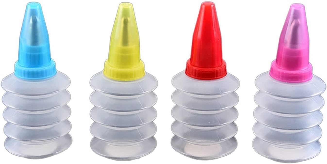 1Pcs Foldable Piping Bottle, Portable Baking Decorating Tool with Assorted Tips – Squeeze Bottle for Cake, Cookie, Dessert Decoration (Random color)