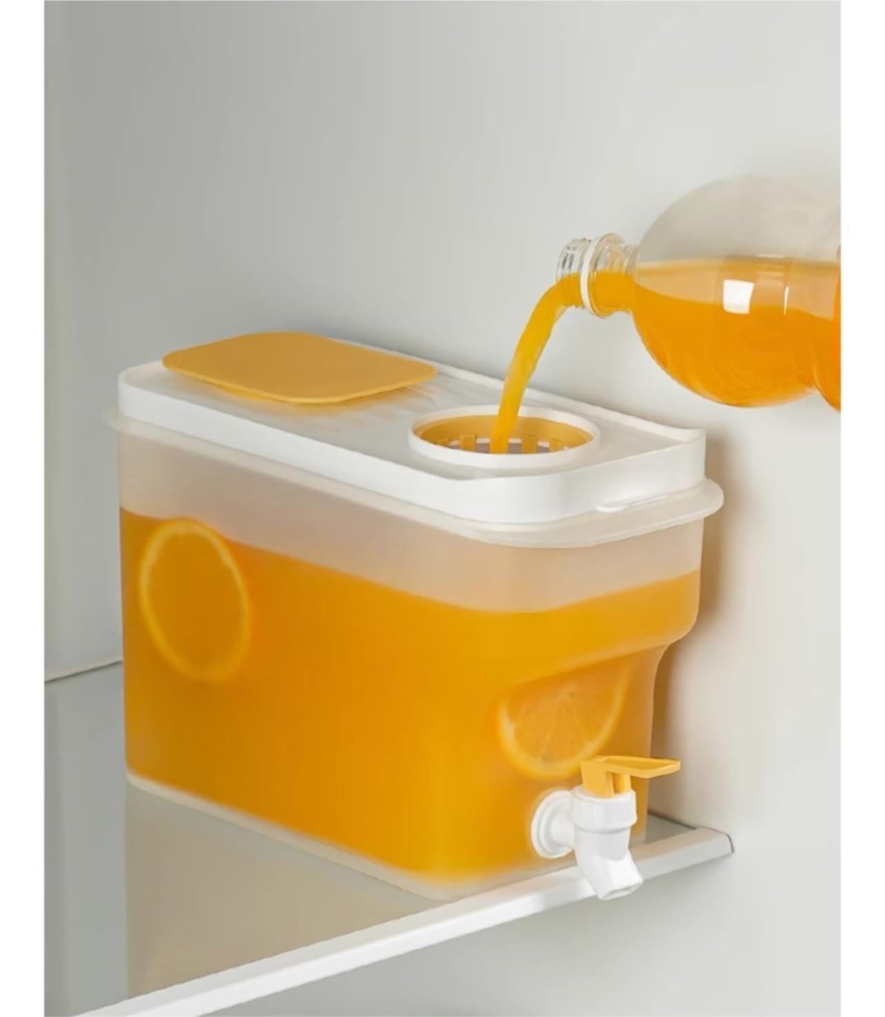 Dozownik do Zimnych Napojów Beczka Na Napoje 4L Z Kranem, Dozownik Do Wina Odporny Wysoką Temperaturę Fontanna na Wodę(Yellow)