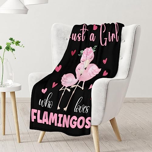 Flamingo Blanket Gifts - 40x50 Inches Cute Throw for Women & Girls - Black Soft Fuzzy Blankets for Bed, Couch & Living Room