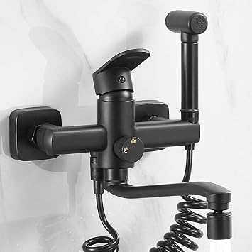 Kitchen Sink Taps Mixer Pull Out Black Hot and Cold Water Mixer Tap Kitchen Sink Single Lever Sink Taps for Kitchen-Dual Mode||30cm