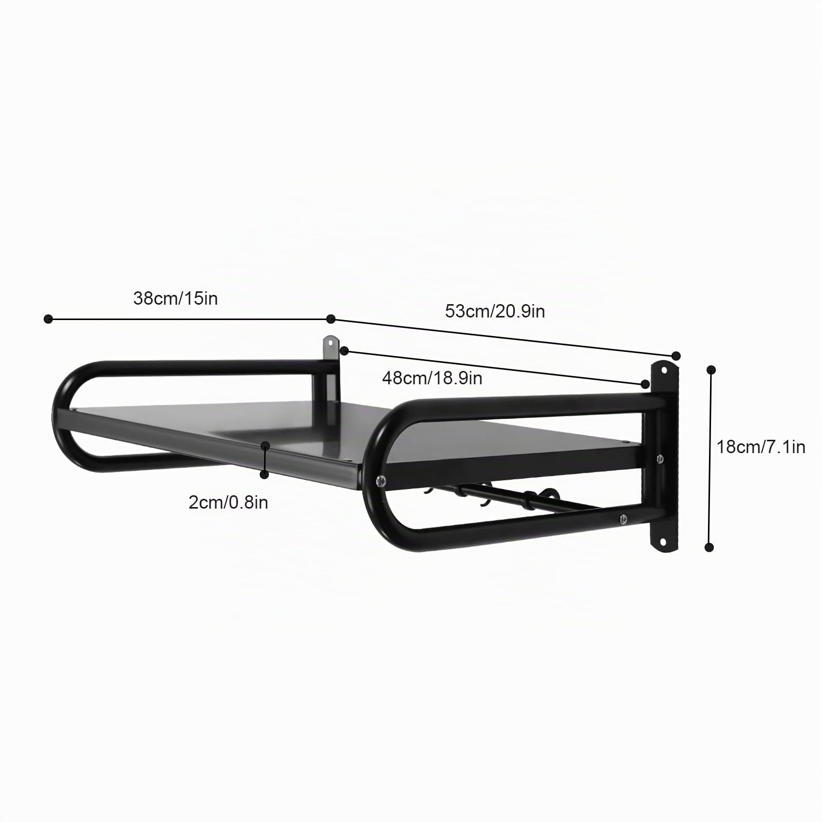 Soporte de pared para microondas, de metal, con 6 ganchos, soporte para microondas (negro)