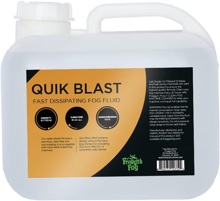 Froggys Fog - 2.5 Gal - QuikBlast - CO2 Blast Effect Fog Machine Fluid for Upshot Foggers, Stage Effects, and Cinema