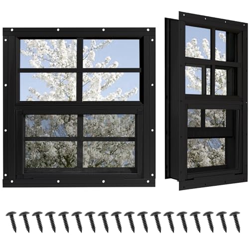 NOTASA Shed Windows 2 Pack Chicken Coop Windows 36 x 36 Black