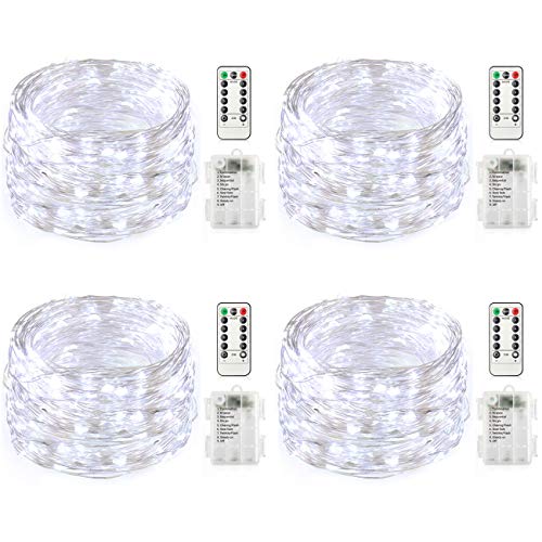 LEDIKON 4 Pack 33Ft 100 Led Fairy Lights Battery Operated with 8 Modes