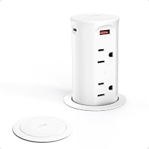 Pop Up Outlet for Countertop 2.5-Inch,Recessed Power Strip,20W USB C,4 Outlets,Space Saver for Kitchen,Office Desk,Tamper Resistant Receptacle,ETL Listed White, USB-20W