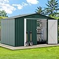 DWVO 6x8ft Large Outdoor Storage Shed, Heavy Duty Metal Tool Sheds with Lockable Door & Air Vent for Backyard Patio Lawn to Store Bikes, Tools, Lawnmowers, Green