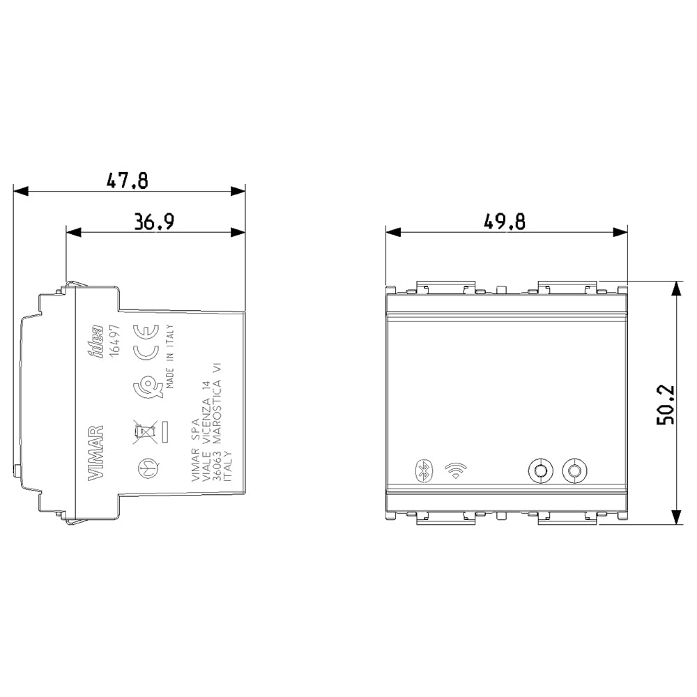 Vimar 16497 Idea Gateway connesso IoT Bluetooth Wi-Fi per integrazione, configurazione, supervisione di VIEW Wireless, mediante Cloud e App, 2 moduli