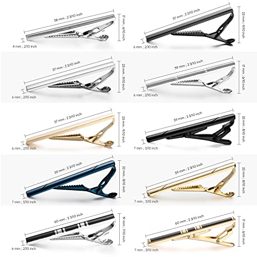 Wynameleri Classic Tie Clip Set 10 Pcs For Business Wedding, 2.3 Inch Tie Pins For Men Silver Black Shirt Necktie Pinch For Men T0310006 #TOP4