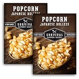 Survival Garden Seeds - Japanese Hulless Popcorn Seed for Planting - 2 Packets with Instructions to Plant and Grow Delicious Kernel Popcorn in Your Home Vegetable Garden - Non-GMO Heirloom Variety