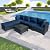 7-Piece Outdoor Furniture Patio Rattan Sectional Set with Wicker Conversation Sofas,Include Cushions, Coffee Table,Easy to Assemble,Perfect for Backyard, Porch, Garden, and Balcony (Brown-Dark Blue)