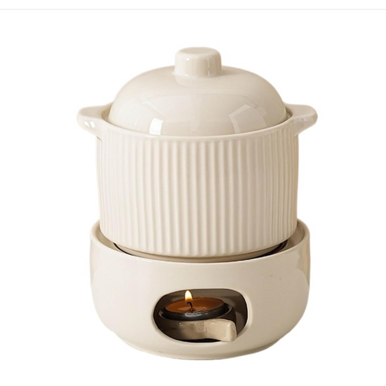 Vnook Casserole dish, household casserole dish, 650ml ceramic pot, kitchen pots and pans, soup pot with warming cooker, casserole dish, household gas stove soup pot(White)