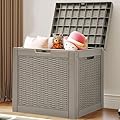 YITAHOME 32 Gallon Deck Box, Resin Storage with Lockable Lid & Side Handles, Indoor Outdoor Small Container for Patio Cushion, Garden Pool Accessories, Backyard Furniture, Water Resistant