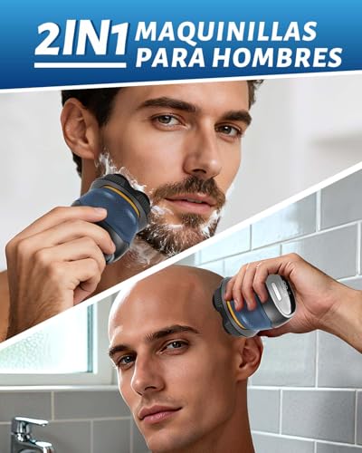 Trongle Afeitadora Cabeza Hombre 6D, Máquina Afeitar Cabeza Eléctrica Recargable Wet&Dry, Carga Rápida USB-C, Pantalla LED, Cabezas Rotatorias, Cabezal Desmontable, Impermeable IPX6, Regalo para Él - imagen 3