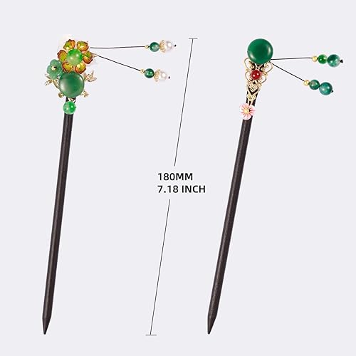 Miniatura 7 de Palillos de pelo de madera de 7.08 pulgadas para moños, palillos chinos para mujer, horquillas para cabello largo (2 unidades)