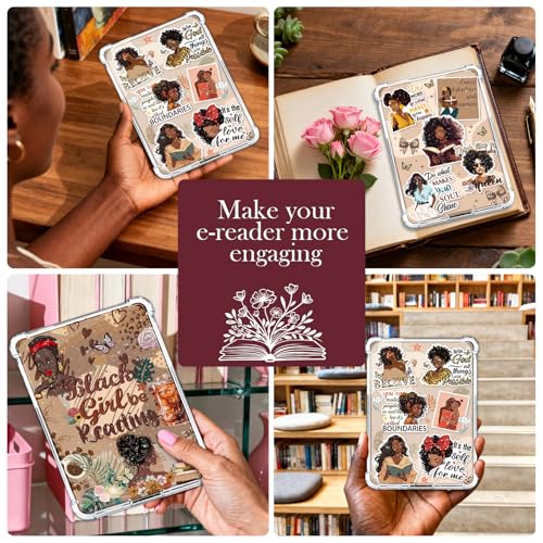 Rngmsi Insert Cardstock for Clear Case - 12Pcs Black Women Cardstock Inserts Compatible with Kindle Paperwhite 11th-12th, 50Pcs Inspirational Stickers for E-Reader Clear Back Cover Accessories by Rngmsi - Image 4