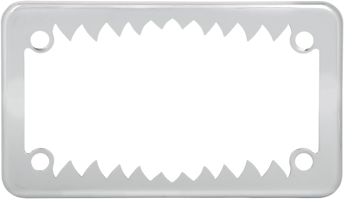 GG Grand General 60461 Chrome Shark Teeth License Plate Frame with 2 Holes, 12"x 6-3/8"