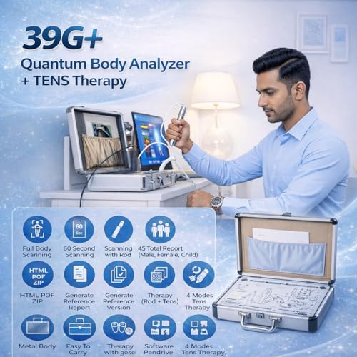 Image of 2026 Advanced 39G+ Quantum Resonance Magnetic Analyzer with 8-Mode TENS Therapy | 3-in-1 Full Body Scanner & Pain Relief Machine | Dual Palm & Rod Testing | Includes Slippers, Pads & Ear Clips | 54 Health Reports | Windows Laptop Compatible | Professional Health Analyzer