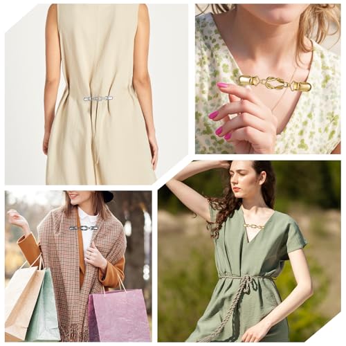 Bewudy 3 Stück Vintage Cardigan Clips, Pullover Clips Damen Elegante Kleider Clip Taillierer Strickjacken-Clips Dekorative Kleiderklammern für Schal Hemden Tücher Jacke