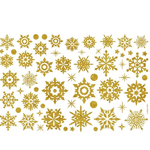 Golden Snowflake Wall Sticker Happy New Year Merry Christmas Home Shop Windows Decals Decor Supplies