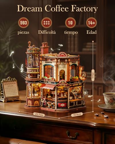 Rompecabezas de madera 3D de alta precisión: kit de fábrica de café interactiva 2