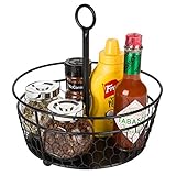 MyGift 9-Inch Metal Chicken-Wire Tabletop Condiment Caddy
