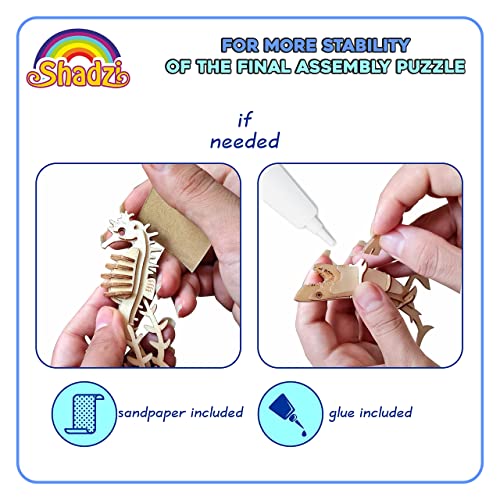 Hands Craft Diy 3D Wooden Puzzle Miniature Marines, Pack Of 10 Sea Animals Brain Teaser Puzzles Educational Stem Toy Safe And Non-Toxic Easy Punch Out Premium Wood Coloring Set For Boys And Girls #TOP4
