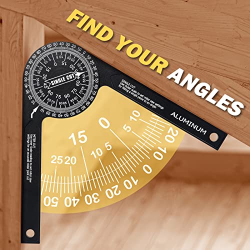 Angle Finder Miter Saw Protractor - Stocking Stuffers For Men Aluminum Angle Measuring Tool Miter Gauge Angle Ruler For Woodworking Crown Molding Carpentry Cool Gadgets Ideas Christmas Gifts For Men #TOP4