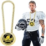 Quelay Fantasy MVP Football Turnover Chain Medal 6' Big Champ Award Necklace Chain Football Sports Gifts Winner Prize Trophy for Adults Player Team Competition Party Favors(Classic,Gold)