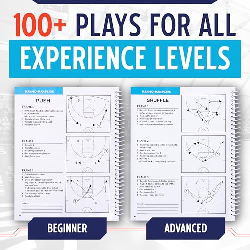 Murray Sporting Goods Basketball Playbook - Coaches Journal Notebook with Over 100+ Plays - Perfect Coaching Equipment Gift