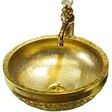 Contenu 1 lavabo en céramique dorée uniquement. Sans trou de trop-plein. Robinet et bonde non inclus.