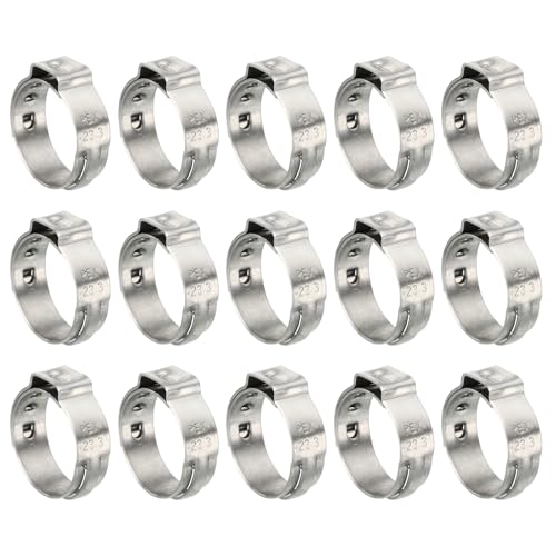 PATIKIL 15 Pacco 5/8 PEX cerchi Morsetto Sicurezza 304 Acciaio Inox Singolo Orecchio Crimpare cerchi per Tubatura Tubo Raccordi Connessioni Argento Tono