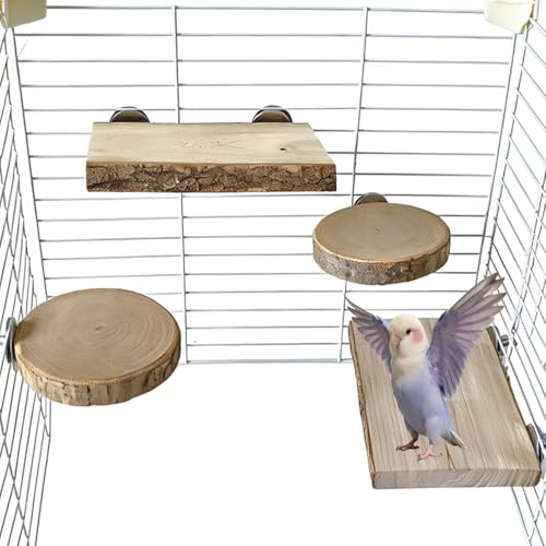 Image of Hamiledyi Wood Bird Perch 4 Pcs Natural Bird perches Wooden Stand Platform or Budgie Conure Parrot Parakeet Cockatiel Lovebird