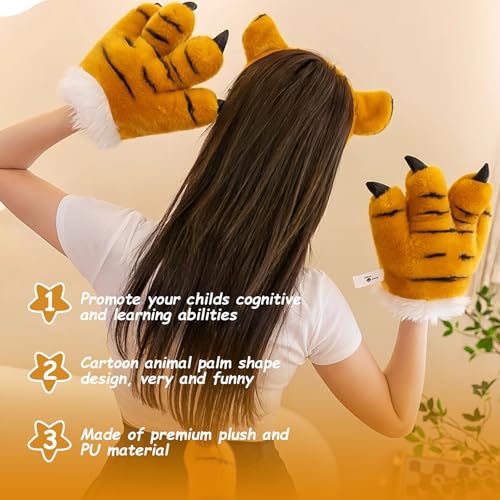 Tiger Paw Gloves, 1 Pair 25cm Plush Simulation Tiger Paw Glove for Adults Kids Halloween Cosplay Costume4