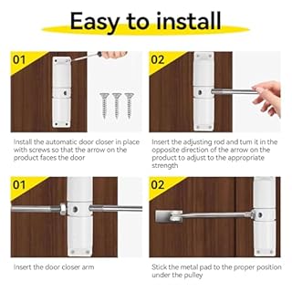 Molla Chiudiporta, Regolabile Chiudiporta Automatico,Chiudiportas a Molla con Piastra Di Montaggio e Viti, Adatto per Porte Interne,In Vetro e Porte d'Ingresso (Bianco)