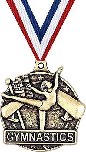 Gymnastics Medals, 2" Gold Female Gymnastics Medal Award with Free Custom Engraving