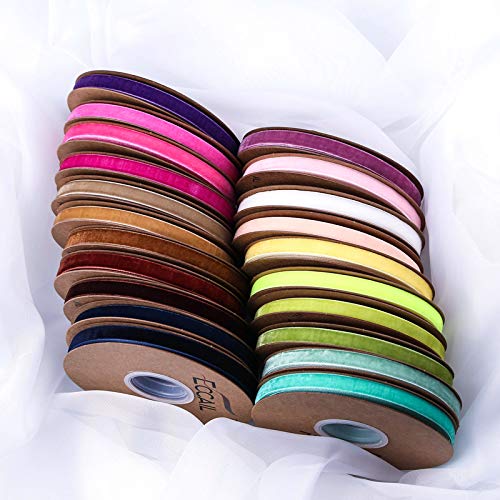 Velvet Ribbon for Crafts 20 Yard, 3/8, 5/8, 1 Inch Widths, Multicolour (Light Blue, 10mm) - Image 2