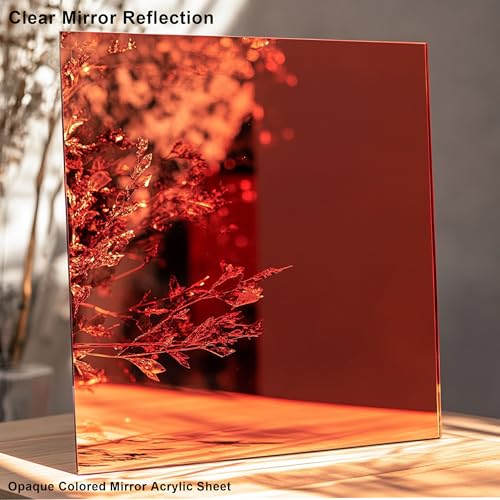 Image of 8x8 Inches Red Mirror Acrylic Sheet - 2 Pcs Reflective Acrylic Panel for DIY Crafts, Home Decor & More (20x20 cm)