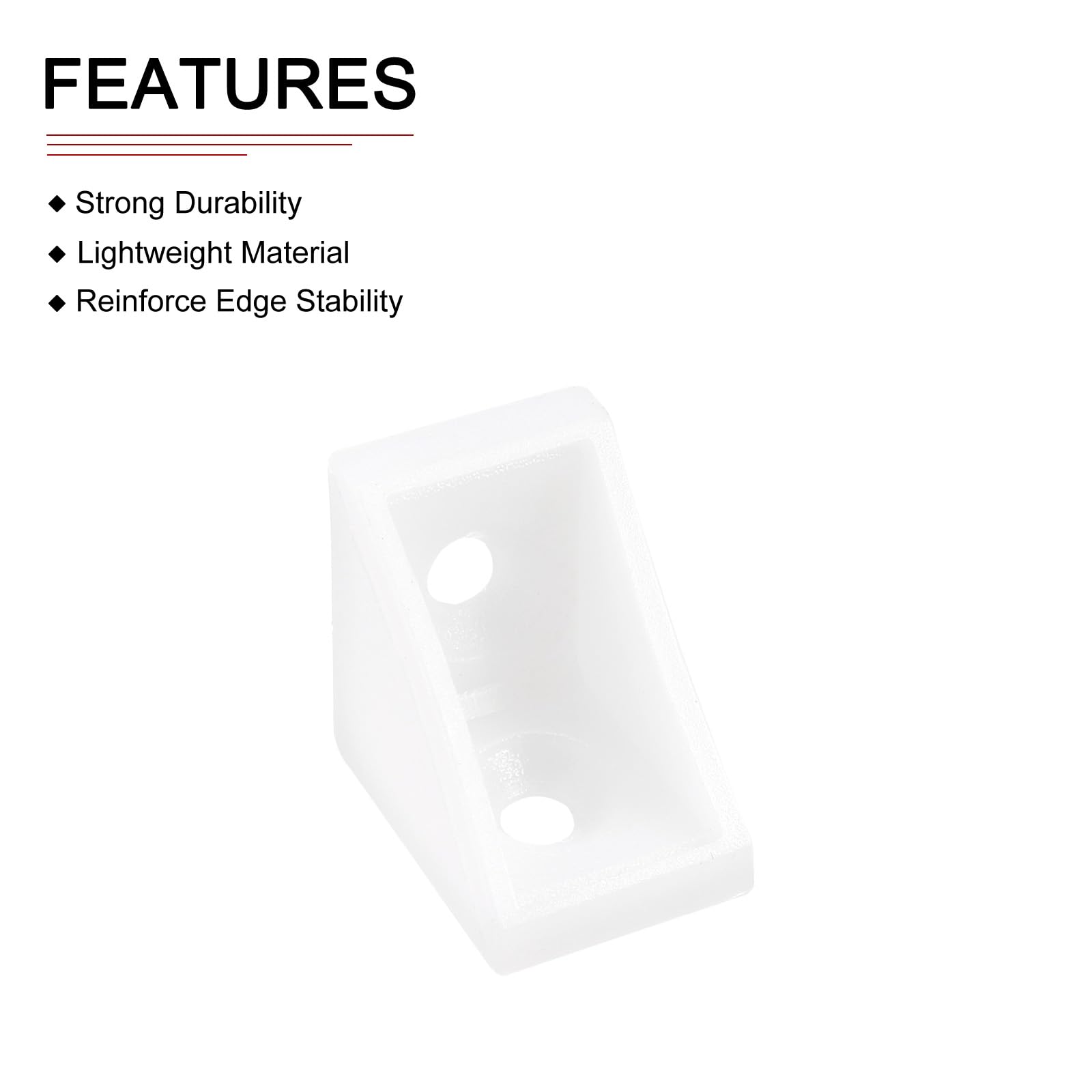 DTGN 20x20x15mm(LxWxH) Plastic Corner Brackets -20Pack - Good for Furniture Repairing - 2 Holes L Shape Right Angle Brace - White - Image 3