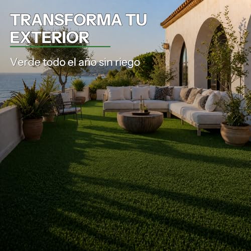 Miniatura 2 de Nix Garden Rollo Césped Artificial 5 Mm 2 X 5 M 10 M , Alfombra Sintética Para Interiores Y Exteriores, Terrazas, Balcones Y Jardín