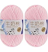 Melk katoenen garen voor haken - 2 x 50 g, 5-laags grof breigaren, effen kleur zacht comfortabel...