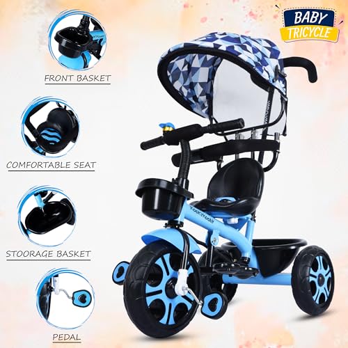 Image of AMARDEEP Baby Tricycle Rhodeo| Bis Approved Baby Tricycle - Safe, Stylish, And Sturdy | Plug And Play Assembly | Supports Up To 30 Kgs | Your Child'S First Adventure On Wheels! (Blue)